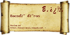 Bacsó Áron névjegykártya